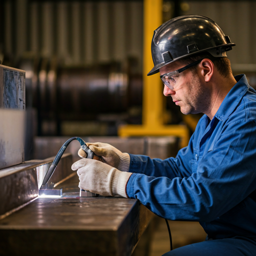 Technician performing ultrasonic non-destructive testing on a weld
